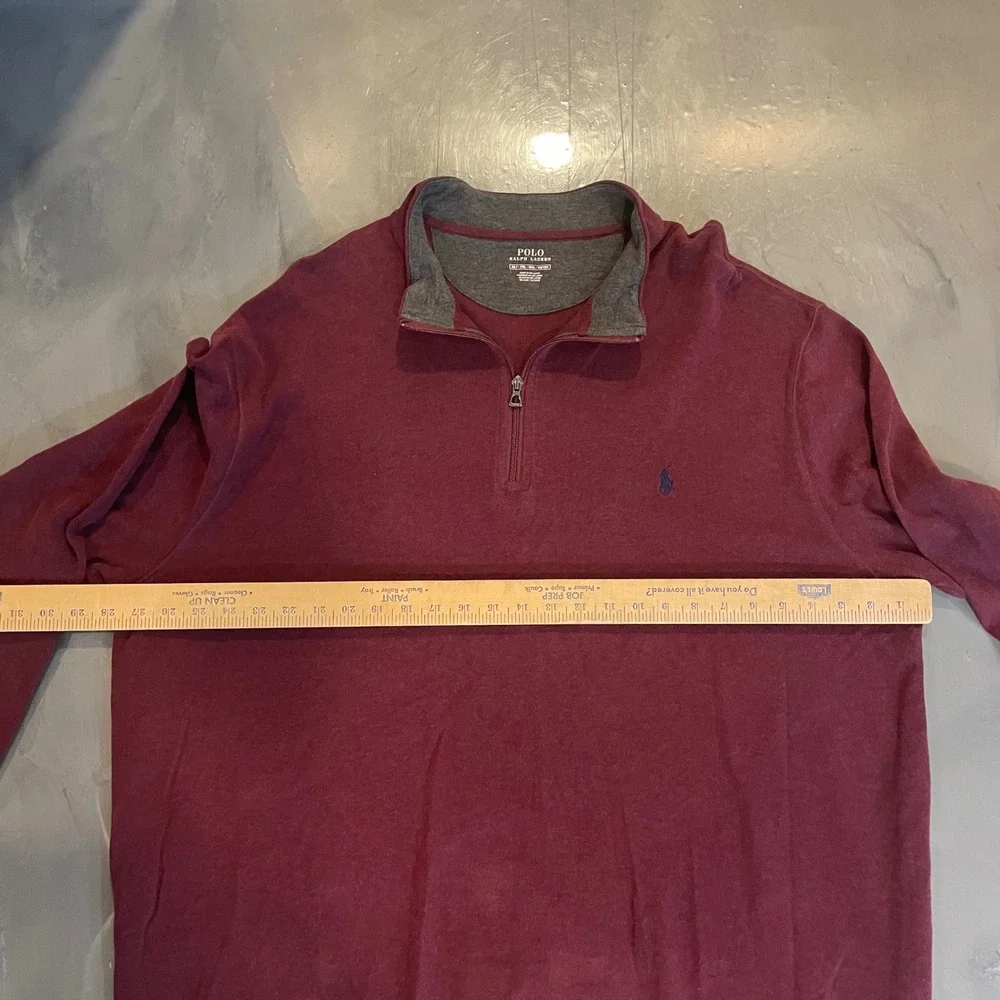 Polo‎ Ralph Lauren Mens 2XLT Burgundy Quarter Zip Pullover Cotton Blend Sweater